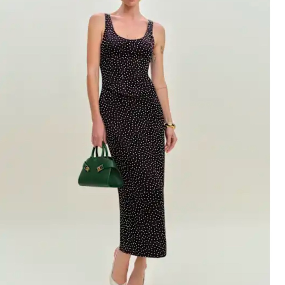 Reformation Elina Satin Dress Black - Size 6